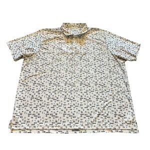 Fore Fathers Joeris‎ Construction Novelty Print Polo Shirt Mens XXXL White Blue